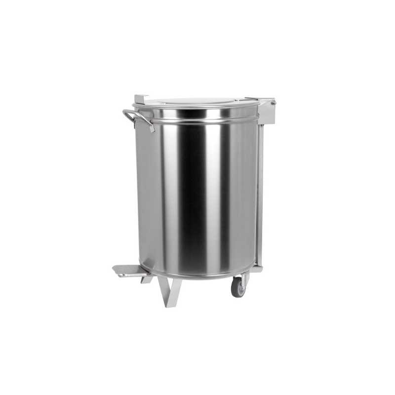 Poubelle inox - 50 litres + pédale/roulettes