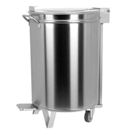 Poubelle avec couvercle relevable & pédale - 100L - inox