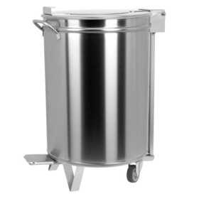 Poubelle inox - 75 litres + pédale/roulettes