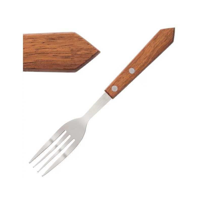 Fourchette à pizza / viande - 200 mm - Lot de 12 - Bois