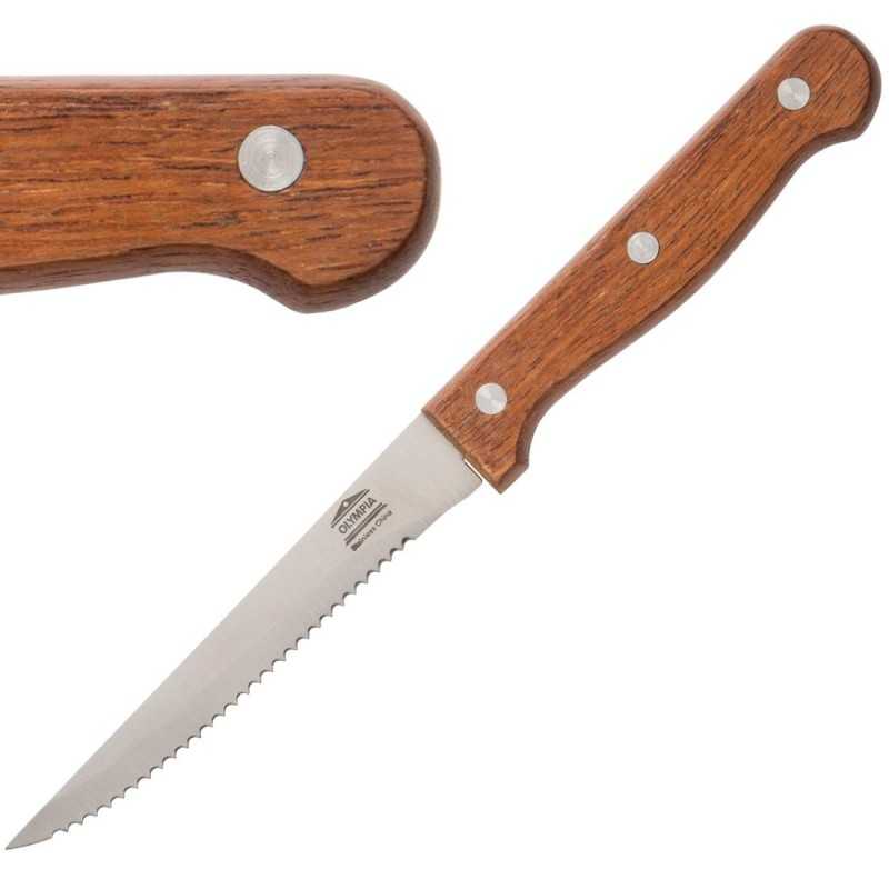 Couteau à pizza / viande - 215 mm - Lot de 12 - Bois