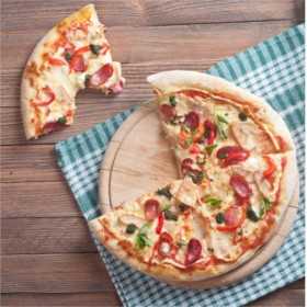 Assiette / Planche à pizza avec rainure à jus - Ø 300 mm - Bois