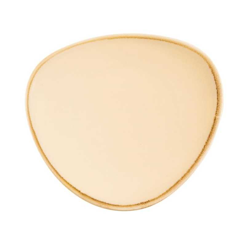 Assiettes triangulaire - 280 mm - Couleur sable / beige - Kiln Olympia - Lot de 4
