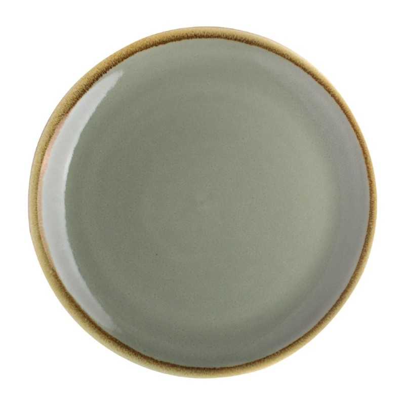 Assiettes rondes & plates - 230 mm - Couleur mousse / vert clair - Kiln Olympia - Lot de 6