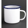 Tasses mug - Acier émaillé - 350 ml - Couleur blanc et bleu - Olympia Enamel - Lot de 6