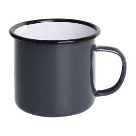 Tasses mug - Acier émaillé - 350 ml - Couleur gris et noir - Olympia Enamel - Lot de 6