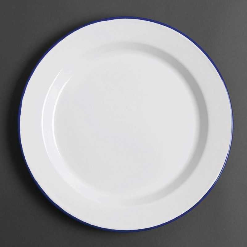Equipement professionnel cuisine - %category_name% : Assiettes rondes &  plates - 300 mm - Couleur blanche et bleu - Olympia En