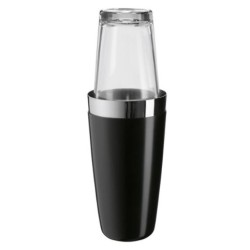Shaker à cocktail - 750 ml - 2 timbales - Noir avec bande argenté - Palm Beach