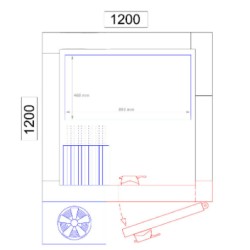 Chambre froide négative - 1200 x 1200 x 2010 - 1.6 m³ - Classe T