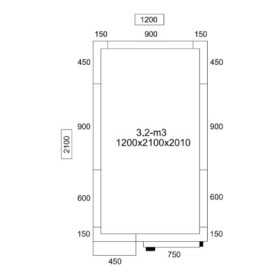 Chambre froide négative - 1200x2100x2010mm - 3,2 m³ - GASTROMASTRO