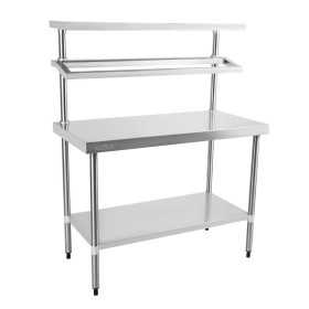 Table inox - Support bacs inox - 1 étagère supérieure - AISI 430 - 1200 (L) x 600 (P) x 1500 (H) mm