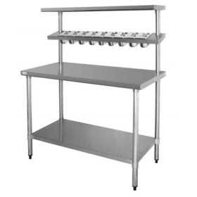 Table inox - Support bacs inox - 1 étagère supérieure - AISI 430 - 1200 (L) x 600 (P) x 1500 (H) mm