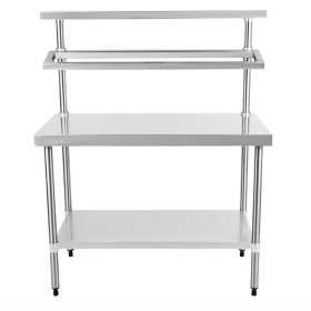 Table inox - Support bacs inox - 1 étagère supérieure - AISI 430 - 1200 (L) x 600 (P) x 1500 (H) mm