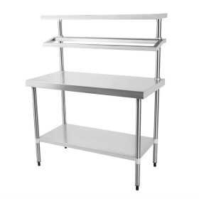 Table inox - Support bacs inox - 1 étagère supérieure - AISI 430 - 1200 (L) x 600 (P) x 1500 (H) mm