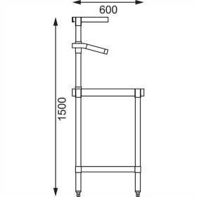 Table inox - Support bacs inox - 1 étagère supérieure - AISI 430 - 1200 (L) x 600 (P) x 1500 (H) mm