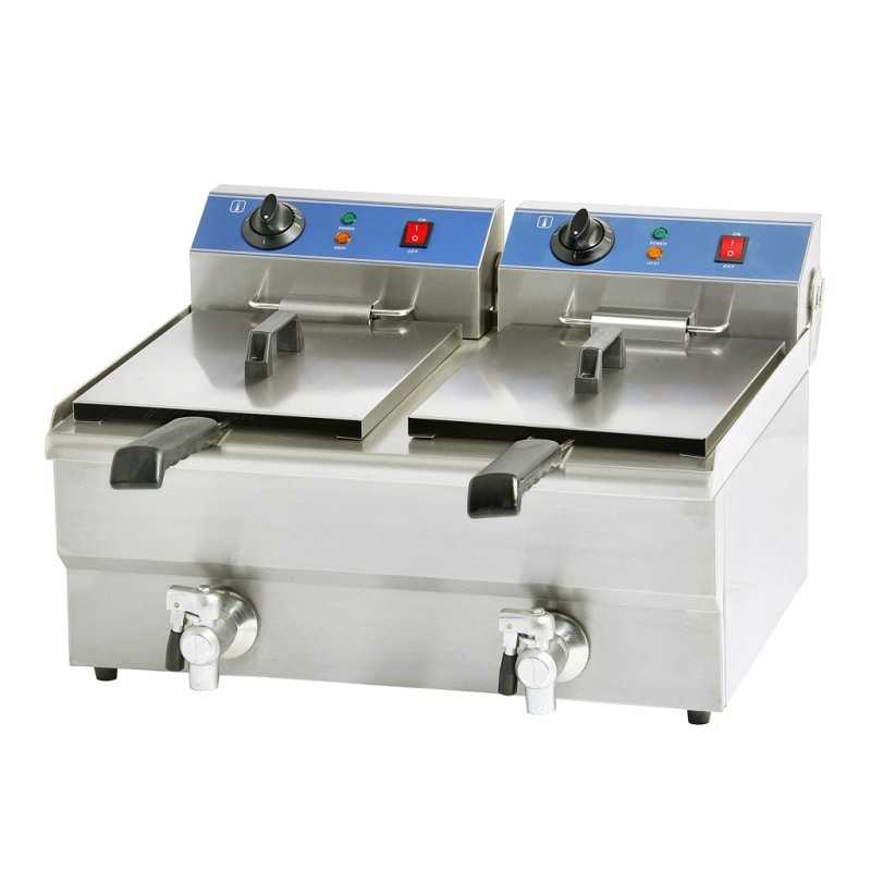 Equipement professionnel cuisine - %category_name% : Friteuse électrique  230v- 2 bacs 2x8 litres - Puissance 6.5kw