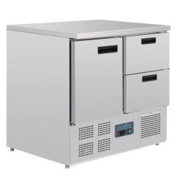 Table réfrigérée positive - GN 1/1 - POLAR - 240 L - 1 porte + 2 tiroirs - 900 (L) x 700 (P) mm - Classe N