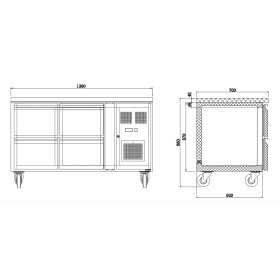 Table réfrigérée positive - 314 L - 4 tiroirs