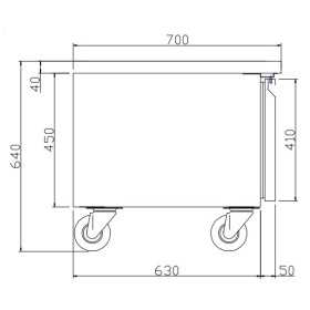Soubassement réfrigéré - Tropicalisé - 4 portes - GN1/1 - 420 L. - 2230 (L) x 700 (P) mm - Classe T