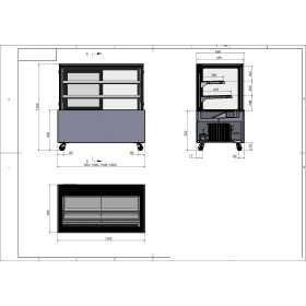 Vitrine réfrigérée positive - 470 L. - 1500 (L) x 660 (P) x 1200 (H) mm - Avec éclairage - Classe N