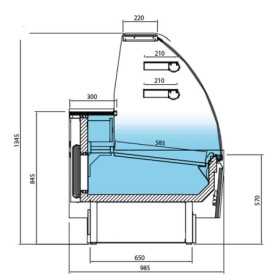 Vitrine réfrigérée INFRICO - 938 (L) x 985 (P) x 1345 (H) mm - Avec éclairage - Classe N