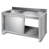 Plonge inox sur meuble - AISI 304 - 1200 (L) x 700 (P) x 900 (H) mm - Avec égouttoir - 1 bac à gauche