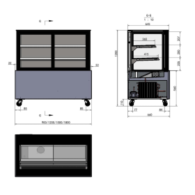 Vitrine réfrigérée positive 370 L - 120(L) x 660 (P) x 1200 (H) mm - Avec éclairage