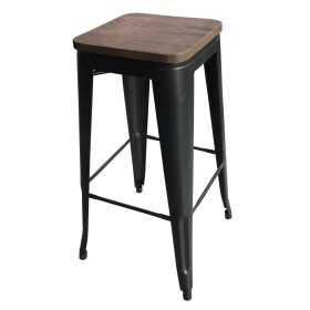 Equipement professionnel cuisine - %category_name% : Tabouret bas gris  métallisé avec assise en bois