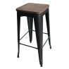 Tabouret métallique INDUSTRIEL empilable assise Bois