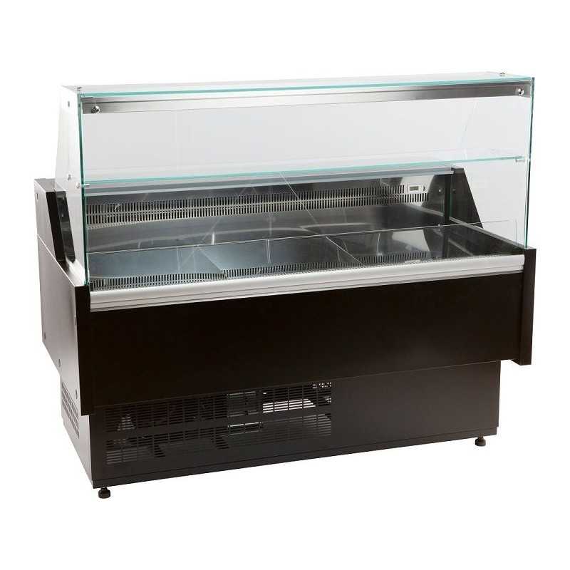 Vitrine réfrigérée vitre droite avec réserve - 1959 (L) x 815 (P) x 1280 (H) mm - Avec éclairage - Classe N