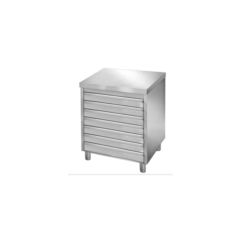 Meuble bas inox 7 tiroirs 700x500x850