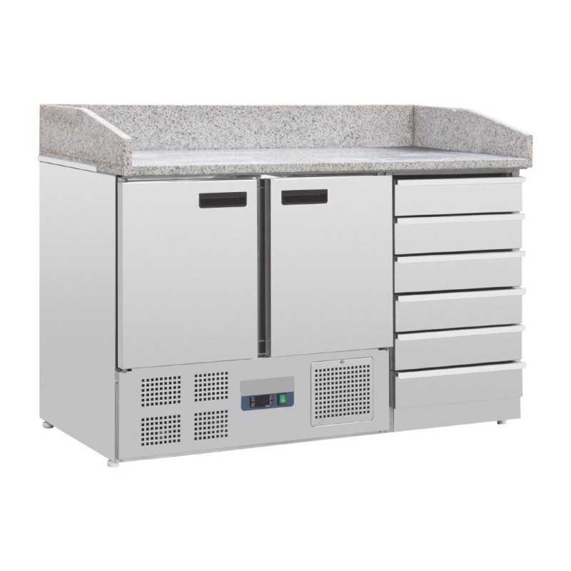 Meuble à pizza - 200L - 2 portes + 6 tiroirs neutres - POLAR Meuble à pizza - 200L - 2 portes + 6 tiroirs neutres - POLAR