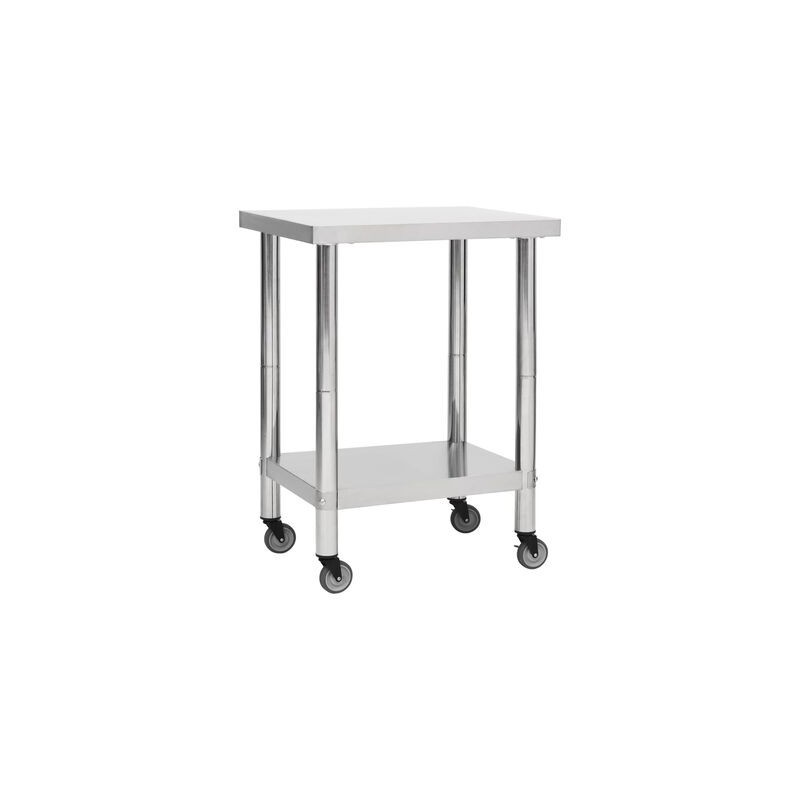 TABLE INOX 1000 (L) x 600 (P) x 850 (H) mm SUR ROULETTES