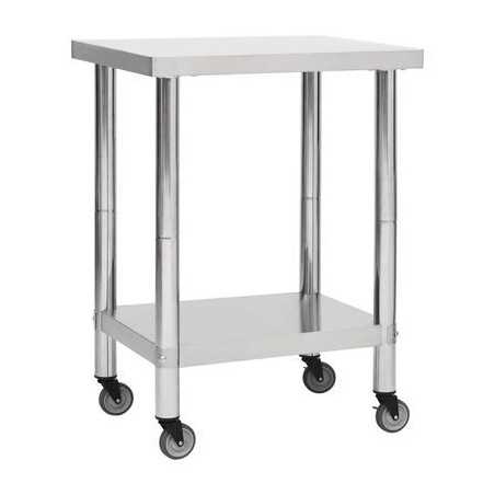 TABLE INOX 1000 (L) x 600 (P) x 850 (H) mm SUR ROULETTES