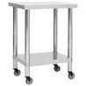 TABLE INOX 1000 (L) x 600 (P) x 850 (H) mm SUR ROULETTES