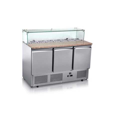 Equipement professionnel cuisine - %category_name% : Table à pizza 3 portes  avec roulettes 387L 7 x GN 1/4 