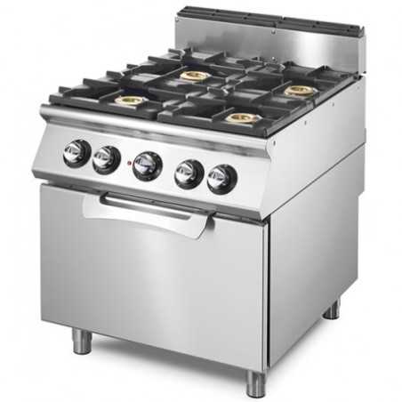 Cuisinière à Gaz 4 Feux & Four Electrique GN1/1 - 21 kW