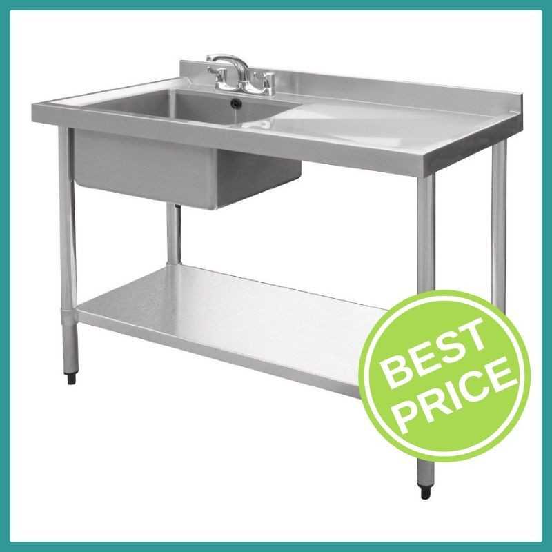 Plonge inox - AISI 304 - 1000 (L) x 600 (P) x 900 (H) mm - Avec égouttoir - Bac à gauche Plonge inox - AISI 304 - 1000 (L) x 600 (P) x 900 (H) mm - Avec égouttoir - Bac à gauche