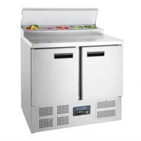 Saladette inox réfrigérée positive 240 Litres, 2 portes & 2 bacs GN