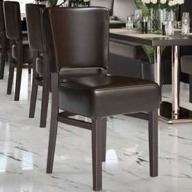 Chaises de Restaurant en simili cuir marron foncé