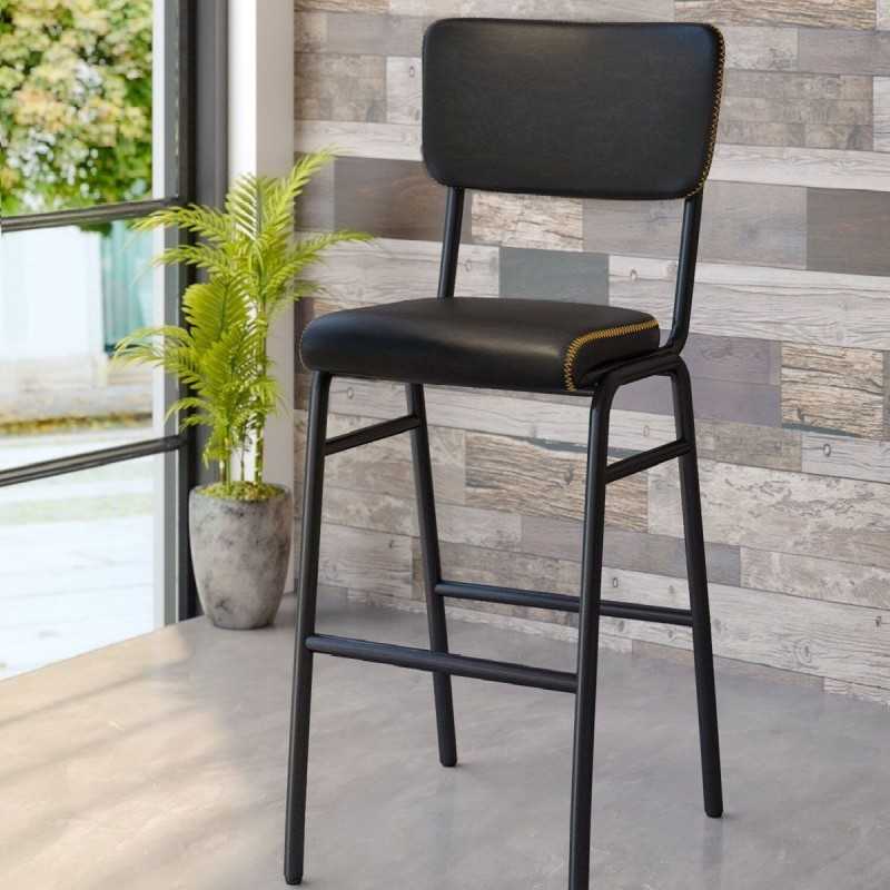 Tabouret en simili cuir beige Pour Bars Restaurants Hôtels