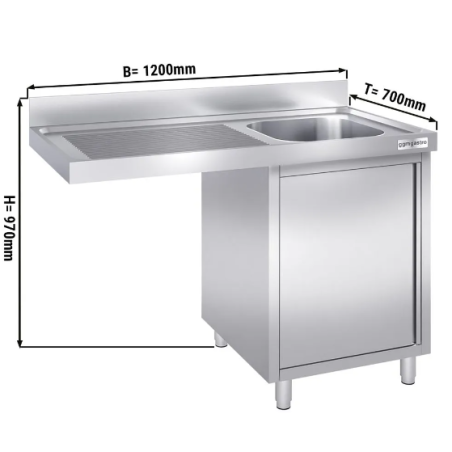 Plonge inox - AISI 304 - 1200 (L) x 700 (P) x 850 (H) mm