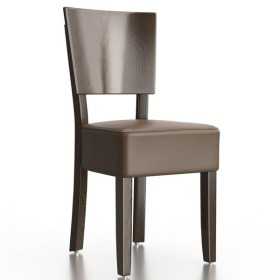 Chaise bistrot bois assise simili Marron