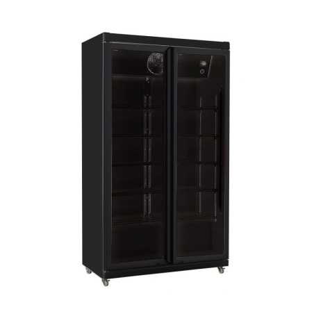 Vitrine à boissons noire 2 portes vitrées 785L