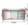 Meuble bas inox portes coulissantes + tiroirs 2000 x 600 x 870