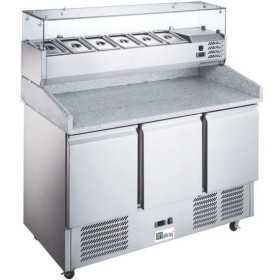 Table à pizza 3 portes 6 x GN 1/4- PAIEMENT 4X+ ROULETTES- COLLIN-LUCY