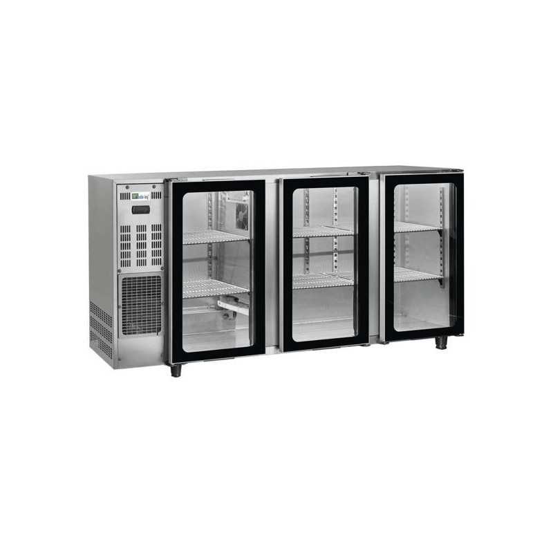 Equipement professionnel cuisine - %category_name% : Arrière-bar réfrigéré - 3 portes vitrées battantes - 510 litres - Classe