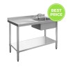 Plonge inox - AISI 304 - 1000 (L) x 600 (P) x 900 (H) mm - Avec égouttoir - Bac à droite