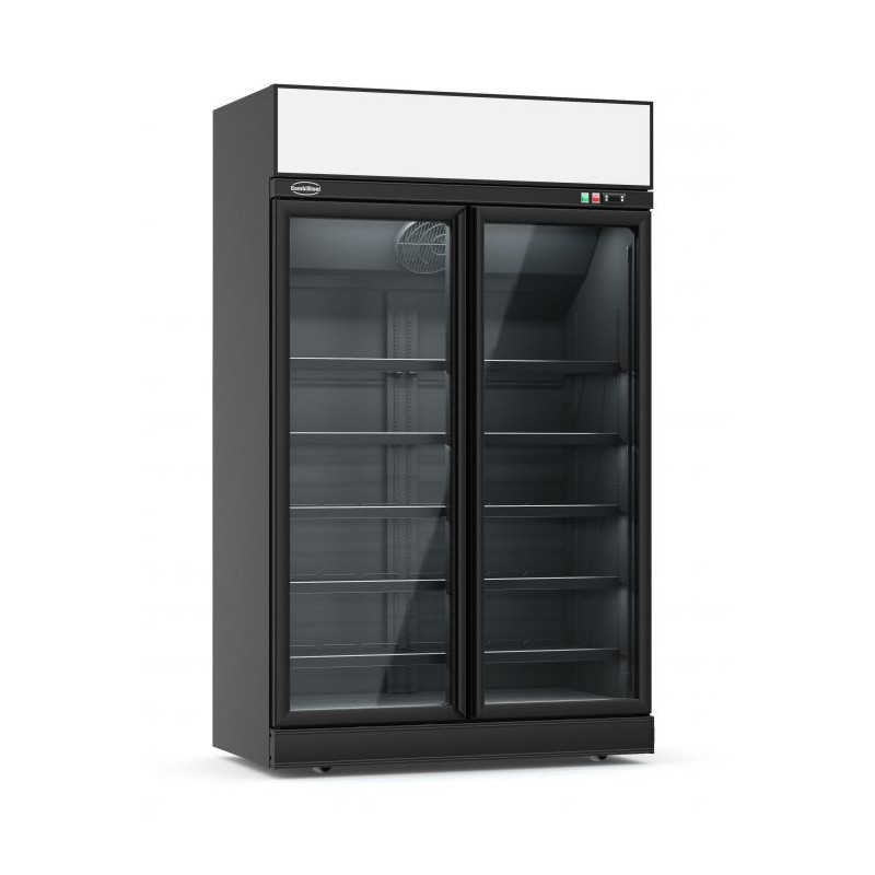 Vitrine à boissons - 630 L- noir avec CANOPY+ ROULETTES-PAIEMENT 4X