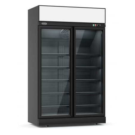 Vitrine à boissons - 630 L- noir avec CANOPY+ ROULETTES-PAIEMENT 4X